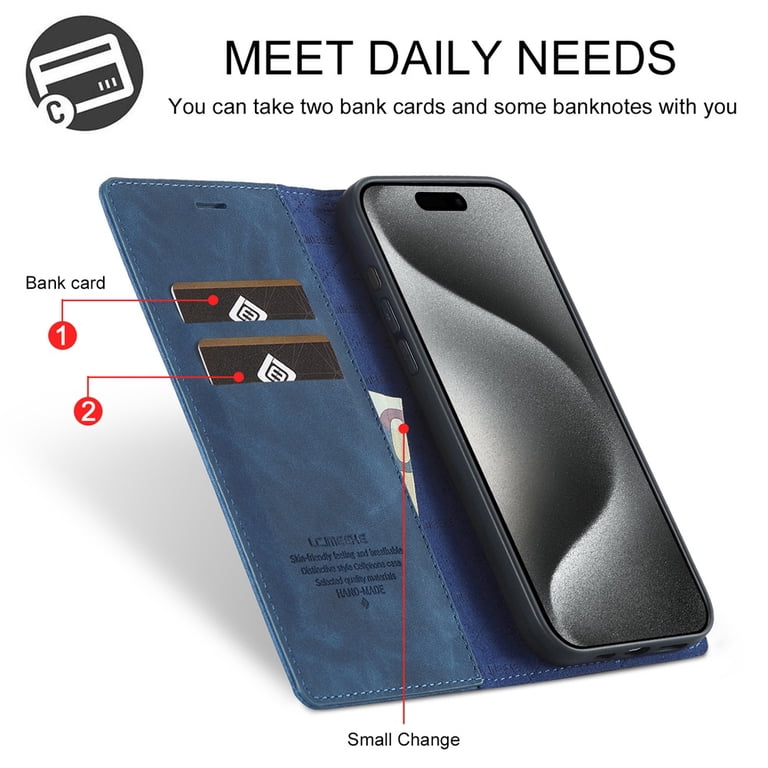 LC.IMEEKE Leather For iPhone 15 Pro Max Case, Flip Wallet Leather