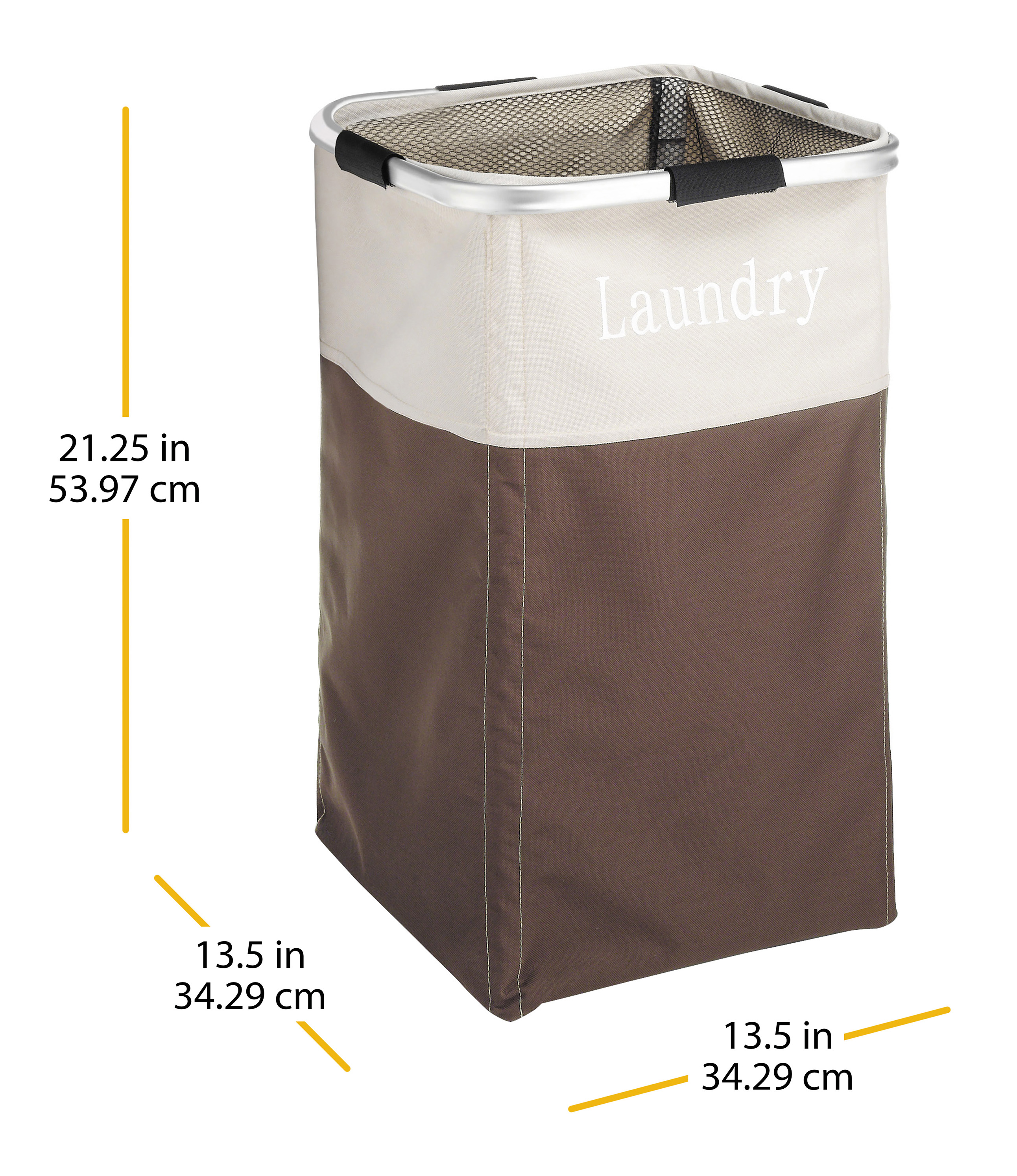 Whitmor Square Polyester Strap Metal Frame Laundry Hamper, Java - For all ages - image 2 of 10