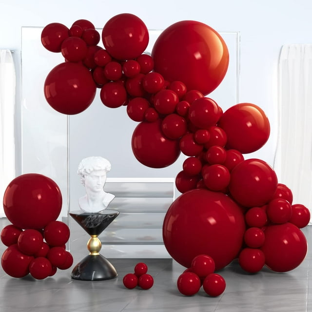Balloon PartyWoo rojo rubí, paquete de 100 unidades de diferentes tamaños