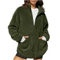 thumbnail image 2 of Zedker Womens Fuzzy Fleece Jacket Fall Winter Warm Long Sleeve Sherpa Coats Casual Full Zip Up Outerwear with Pockets Green S, 2 of 6