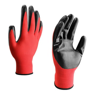 i9 Essentials Large Red Nitrile Dipped Nitrile Gloves, (12-Pairs) in the  Work Gloves department at