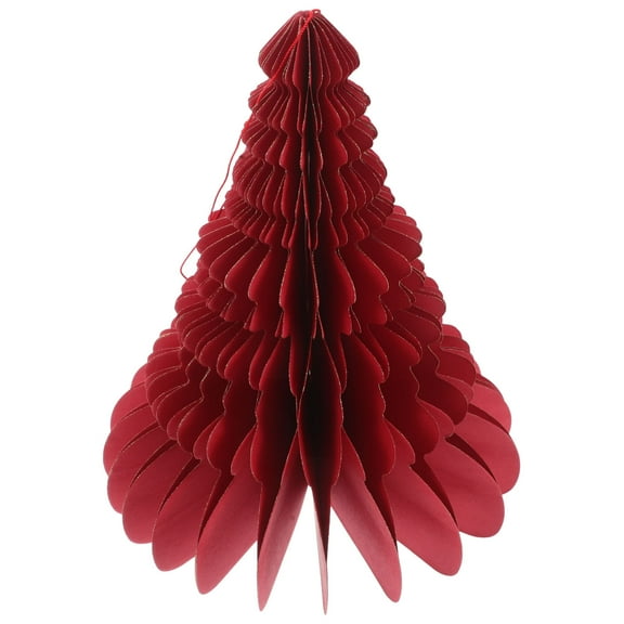 NIAIZEK Compact Red Honeycomb Xmas Tree Statue for Holiday Tabletop Decor