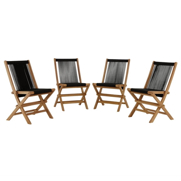 Vienna Folding Chairs Set of 4 in Natural Black