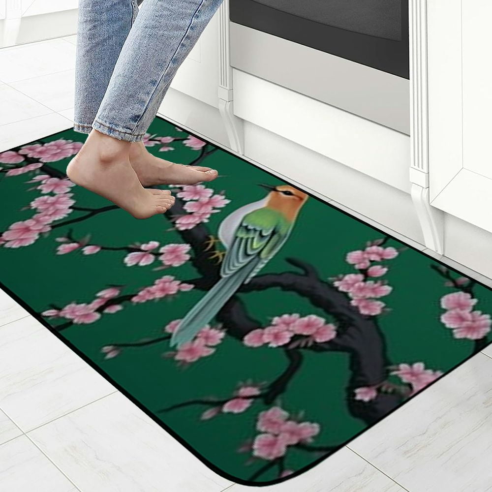 Heduofu Vintage Floral Bird Welcome Mat Front Door Mat, Non-Slip&amp;Absorbent Indoor Door Mats, Durable Rubber Backing Floor Doormat for Entryway, Patio, Porch, 19.68*47.24 in