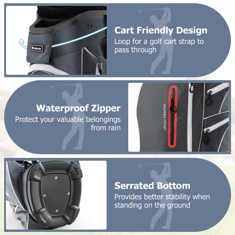 Demifill 9.5 Inch Lightweight Golf Cart Bag with 15 Way Top Dividers, Lightweight Golf Clubs Bag with 7 Zippered Pockets, Portable Golf Carry Bag for Outdoor, Red