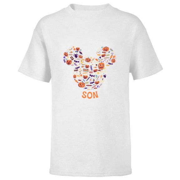 Disney Mickey Mouse Icon Halloween Son - Short Sleeve T-Shirt for Kids - Customized-White