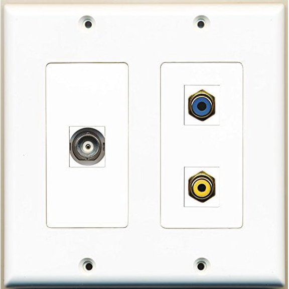 RiteAV - 1 Port RCA Yellow 1 Port RCA Blue 1 Port BNC - 2 Gang Wall Plate