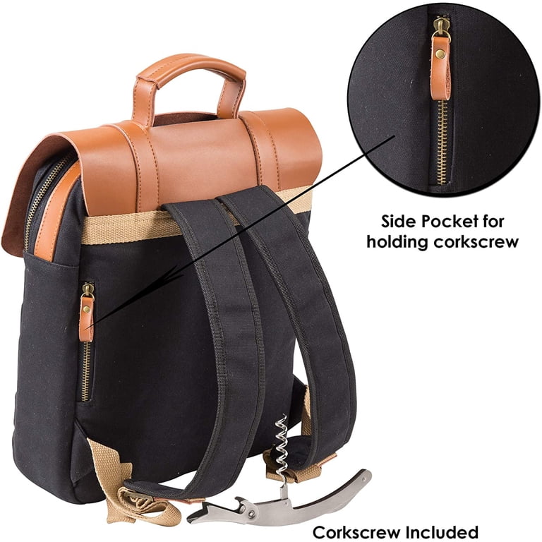 Primeware 4020-BK Treo Three Bottle Black Leather Wine Tote  display picture 1