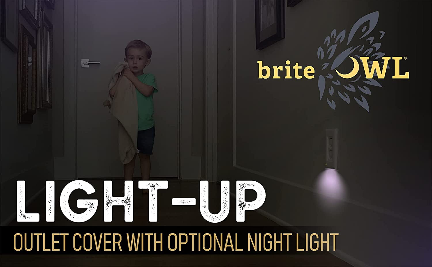 briteOWL Power Failure LED Light Up Outlet Cover, Unaffected by Electrical Outage, Decora White
