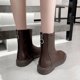 thumbnail image 5 of NECHOLOGY Botas Mujer Zapatos Botines para mujer Moda mujer cuero artificial Color sólido otoño suela gruesa tacones cuadrados cremallera botines cortos zapatos de punta redonda (Brown, 6.5), 5 of 7