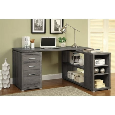 Coaster Yvette L Shape Writing Desk In Weathered Gray And Silver
