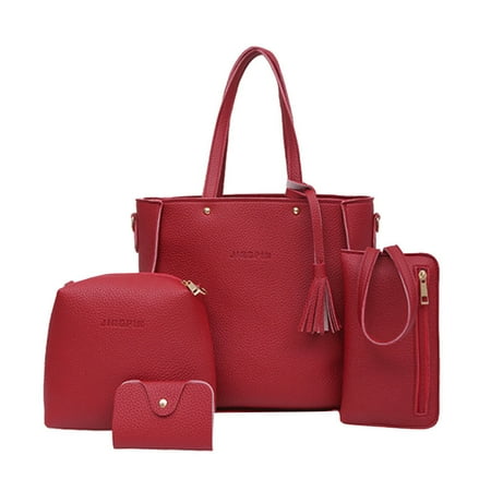 Purse Set ON SALE At Walmart! Zttd Women Four Set Handbag Shoulder Bags Four Pieces Tote Bag Crossbody Wallet Bags