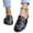 Black, variant on Womens Mules Flats Closed Toe Slip On Slides Backless Flats with Buckle Strap, Faux Leather Hollow Out Cutout Slide Sandals, Breathable Lightweight Casual Walking Shoes for Beach, Travel & Vacation