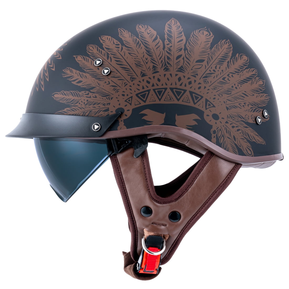 VCOROS Motorcycle Half Helmet Sun Visor Quick Release Buckle DOT