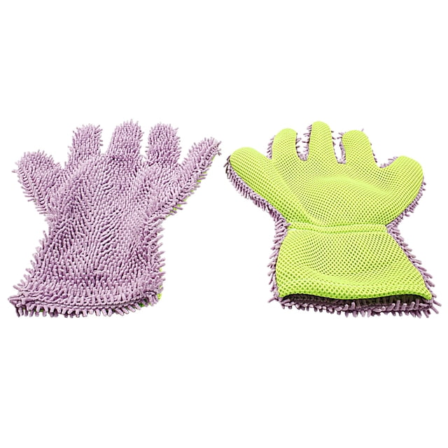 2 guantes de lavado de microfibra de 5 dedos, guantes de limpieza exterior interior del coche, kits de esponja de lavado de chenilla para limpiar el punto apretado de la rueda