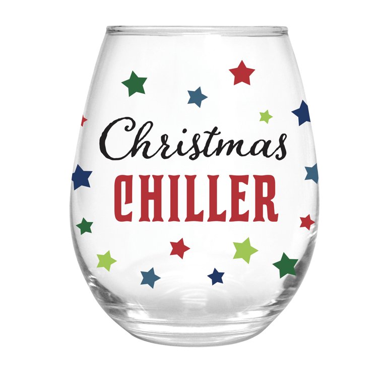 Stemless Wine Glass w/ Box, 17 oz, Christmas Heritage