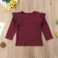 thumbnail image 1 of Baby Girl Toddler Kids Long Sleeve Ruffle Tops Tee Clothes Solid Blouse T-shirt Tops, 1 of 4