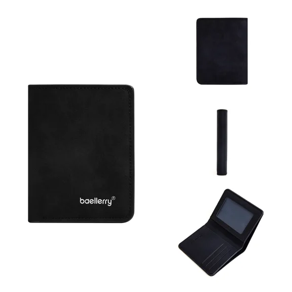 LunaGlo Thin Sanded Leather Multi-Card Driver's License Card Holder Simple Casual New Business Multi-Function Bifold Men's Short Wallet