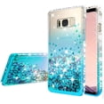 thumbnail image 3 of Compatible for Samsung Galaxy S8 Plus Case, with [Temper Glass Screen Protector] SOGA Diamond Glitter Liquid Quicksand Cover Cute Girl Women Phone Case [Clear/Teal], 3 of 5