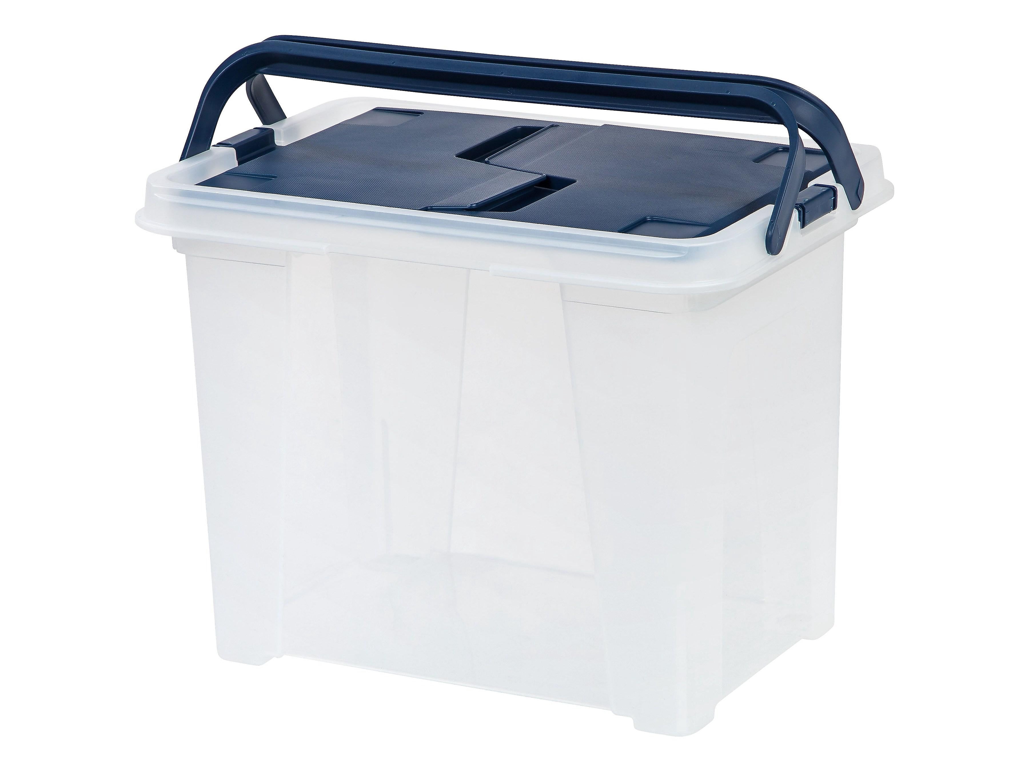Iris Plastic Box Letter Size Clear With Navy Lid 111127 111125