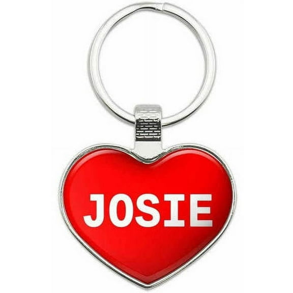 Josie - Names Female Metal Heart Keychain Key Chain Ring, Multiple Colors Available