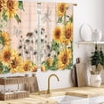 thumbnail image 4 of Farmhouse Wooden Sunflower Kitchen Curtains Country Bathroom Curtains Window Treatment Drapes Tier Rustic Plank Butterfly Cafe Small Bedroom Short French Door Curtains 2 Panels 27.5x39 Inch, 4 of 6