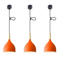 JLOWCO 3 Pack Track Lighting Pendants Adjustable Height Light Fixture Dining Room Led Orange Lights Farmhouse Pendant Lights Kitchen Island (LED Bulb Include)