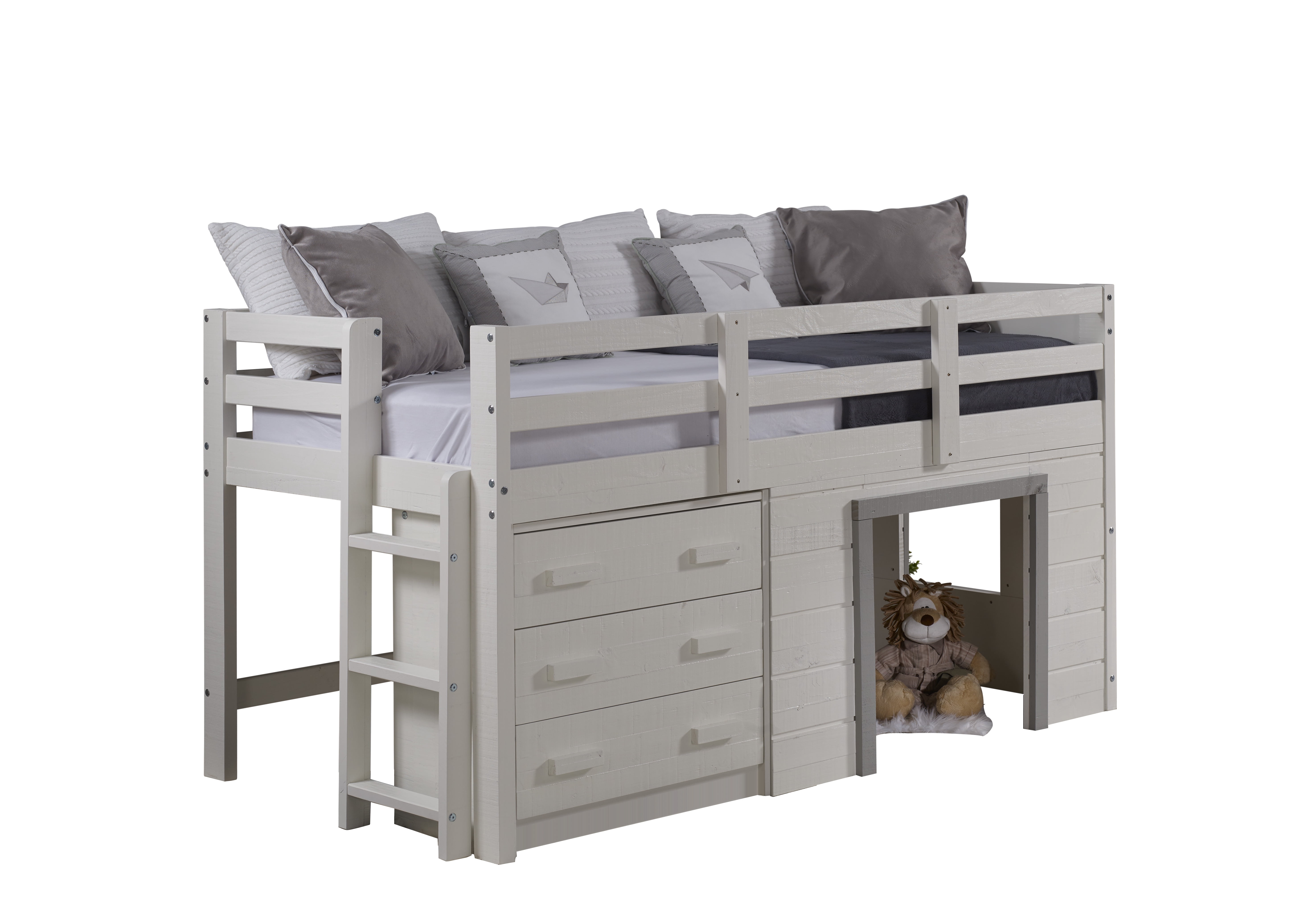 Donco Kids Sweet Dreams Low Loft, White & Grey