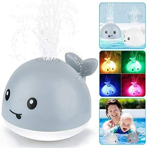 Juguete de baño de ballena pequeña con rociador de agua por inducción - ballena con rociador de agua gris Xemadio MZQ-0528-3