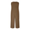 thumbnail image 5 of Gaecuw Jumpsuits for Women Casual Sleeveless Cold Shoulder Overall with Pockets Square Neck Band Collar Solid Onesie Frill One Piece Outfits Casual Loose Long Pants Wide Leg Summer Romper Ankle Length, 5 of 6