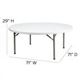 thumbnail image 5 of (5 PACK) 72'' Round Plastic Folding Table - Plastic Folding Banquet Table, 5 of 6