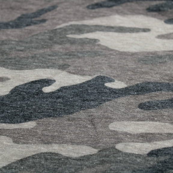 Stylish Fabric 60 in Poly Cotton Jersey Knit Camouflage Camouflage Apparel Fabric, 1 Yard By the Yard, Grey Charcoal