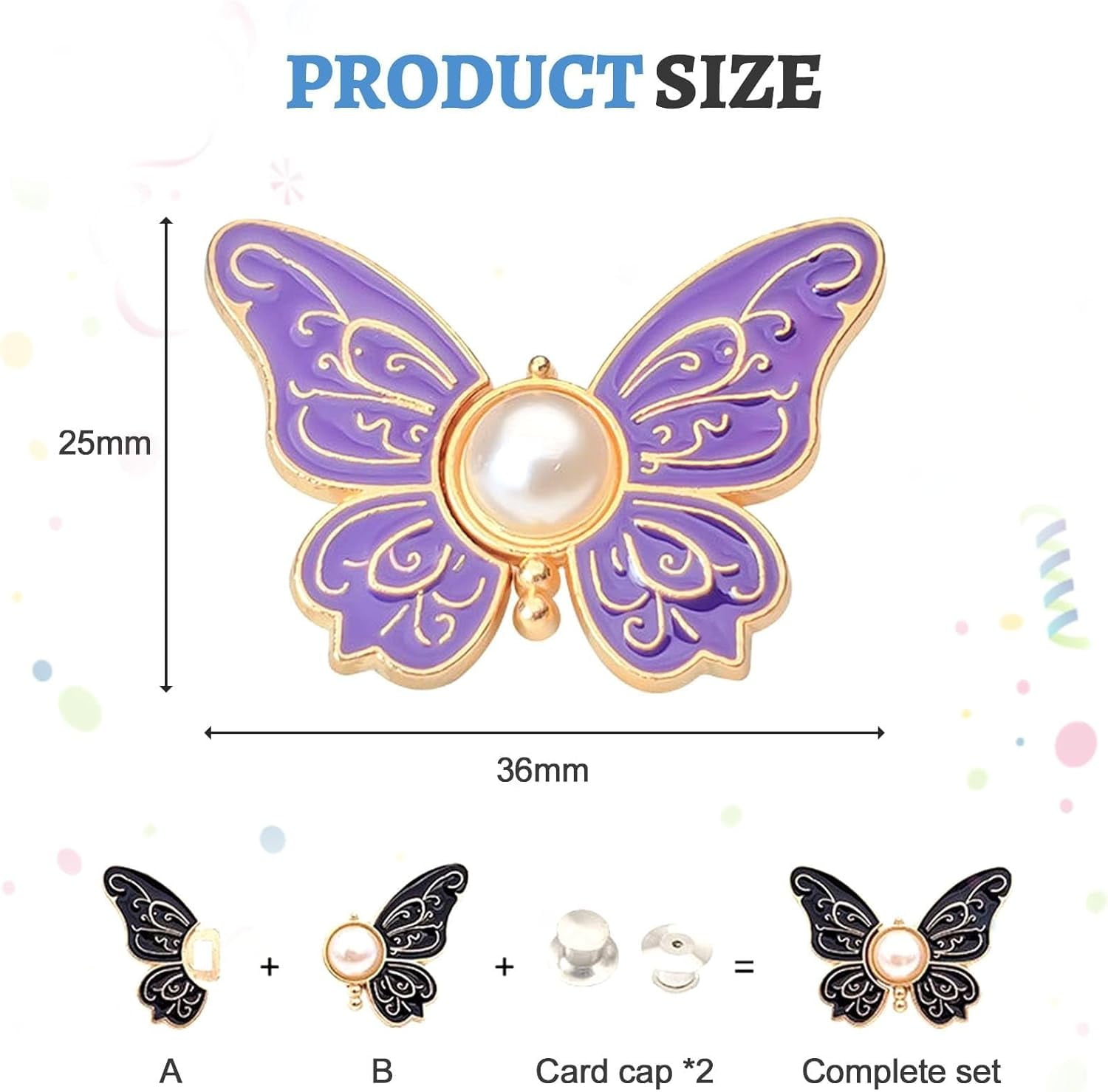 Detachable Butterfly Clips, 2-Pack Detachable ButterflyClips, Butterfly Buckle Clasp, ButterflyWaist Cinching Button, Reusable PantWaist Tightener, Buttons Pins for Loose Jeans