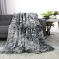 thumbnail image 4 of Unique Bargains Faux Fur Shaggy Sherpa Throw Blanket, 50" x 60", Slate Gray, 4 of 8