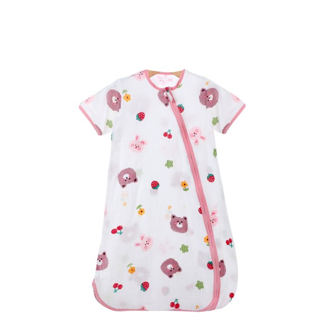 PEZHADA Sac de Couchage Bébé Manches Courtes Intégré Sac de Pyjama Bébé Sac de Chambre Climatisé un Sac de Pyjama