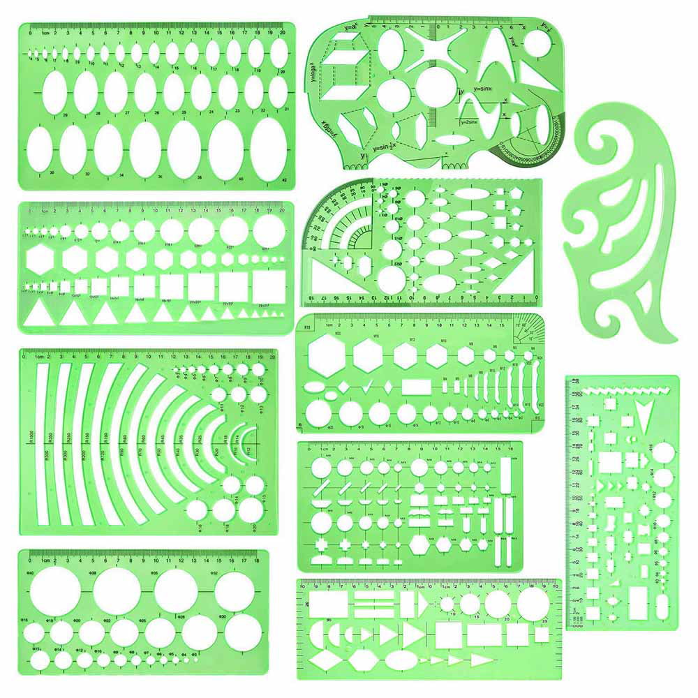 Multifunctional Drawing Template Portable Drawing Christmas Ruler Stencil Kids 