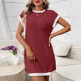 thumbnail image 2 of RYDCOT Womens Summer T Shirt Dress Casual Short Sleeve Crewneck Loose Flowy Mini Dresses with Pocket Wine, 2 of 7