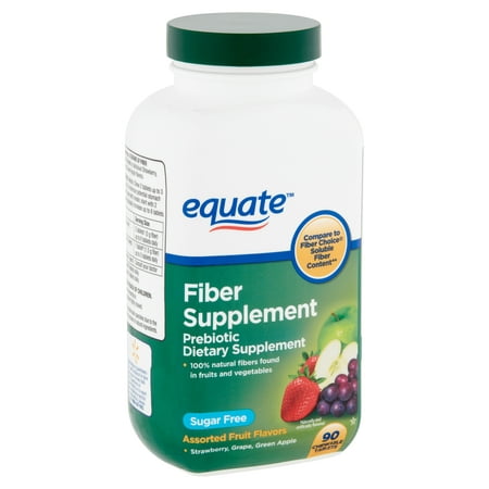 Equate Fiber Supplement Assorted Fruit Flavors Chewable Tablets, 90 (Best Fiber Gummies For Adults)