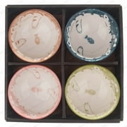 M.V. Trading NS2016 Japanese Soup Rice Bowl with Cat and Bunny Design, 8-Ounces, 4½-Inches, Set of 4