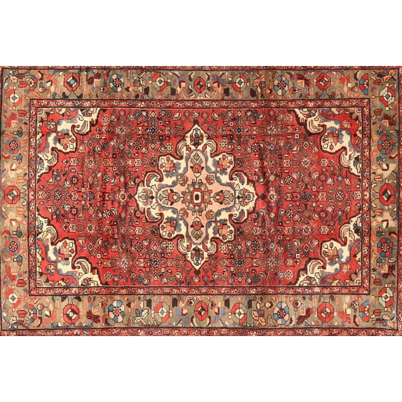 Ahgly Company Machine Washable Indoor Rectangle Traditional Sunrise Orange Area Rugs, 3' x 5'