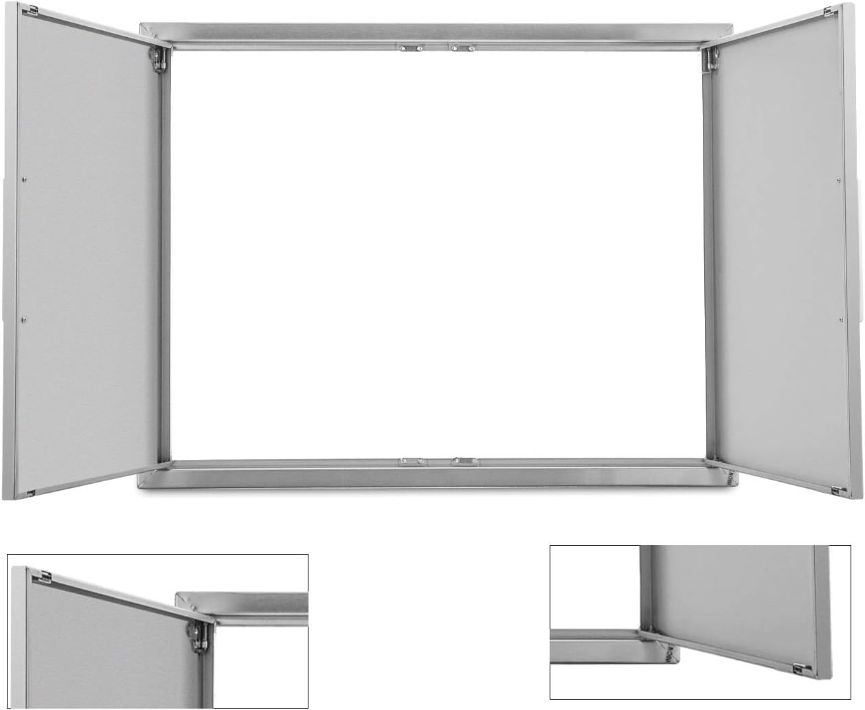 31" Wx24" H Outdoor Kitchen Double Access Doors Stainless Steel, Flush Mount for Outdoor Kitchen and BBQ Island