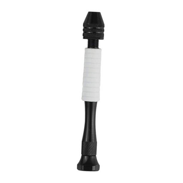 Taladro manual con tornillo de banco para manualidades, rango de sujeción de 0,3 a 3,4 mm para joyería y resina. Funda de goma blanca
