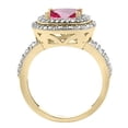 thumbnail image 2 of 10K Yellow Gold Natural Pink Topaz Ring Cushion 8x8 mm with Diamond Accents, size 5, 2 of 3