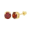 18k Gold Plated January Red Round Cubic Zirconia Girls Screw Back Earrings 0.23"