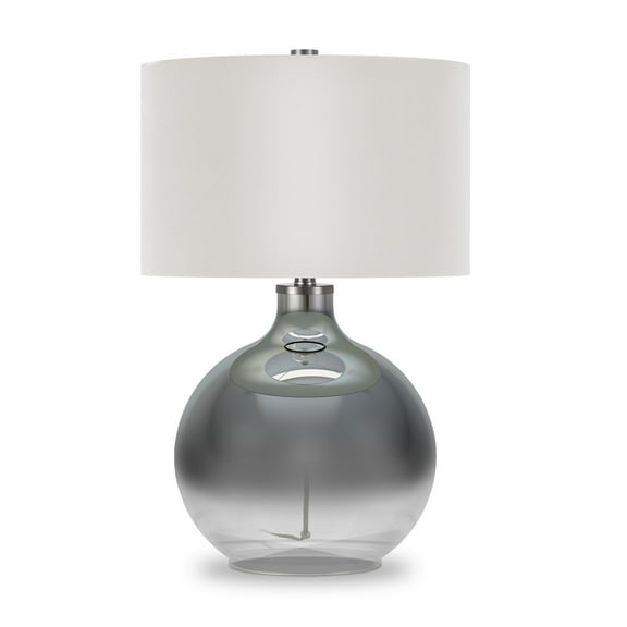 Evelyn&Zoe Modern Transitional Round Glass Table Lamp, Nickel