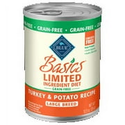 Blue Buffalo Basics Limited Ingredient Diet, Grain Free Natural Adult Large Breed Wet Dog Food, Turkey 12.5-oz cans