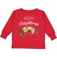 thumbnail image 3 of Inktastic Merry Christmas Cute Sloth with Santa Hat and Lights Boys or Girls Long Sleeve Toddler T-Shirt, 3 of 5