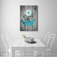 thumbnail image 3 of Bathroom Wall Art Daisy Canvas Pictures Modern Flower Bathtube Artwork Rustic Wood Board Background Contemporary Wall Art Decor Bedroom Living Room Office Home Framed Ready to Hang Blue Size-16x24, 3 of 5
