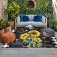 thumbnail image 2 of Yellow Sunflower Outdoor Rug for Patio/Deck/Porch, Non-Slip Large Area Rug 5 x 8 Ft, Black Farm Oil Painting Retro Art Indoor Outdoor Rugs Washable Area Rugs, Reversible Camping Rug Carpet Runner, 2 of 8