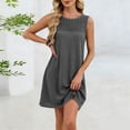 thumbnail image 2 of Hurxie Womens Crochet Swim Cover Up Short Sleeve Waffle Knit Tops Bathing Suit Beach Dress Crew Neck Hollow Out Dresses Gray,L, 2 of 6